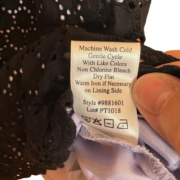 Black Over White Sleeveless Eyelet Strappy Dress 14 Kathryn Conover Boho Emo - Picture 5 of 10